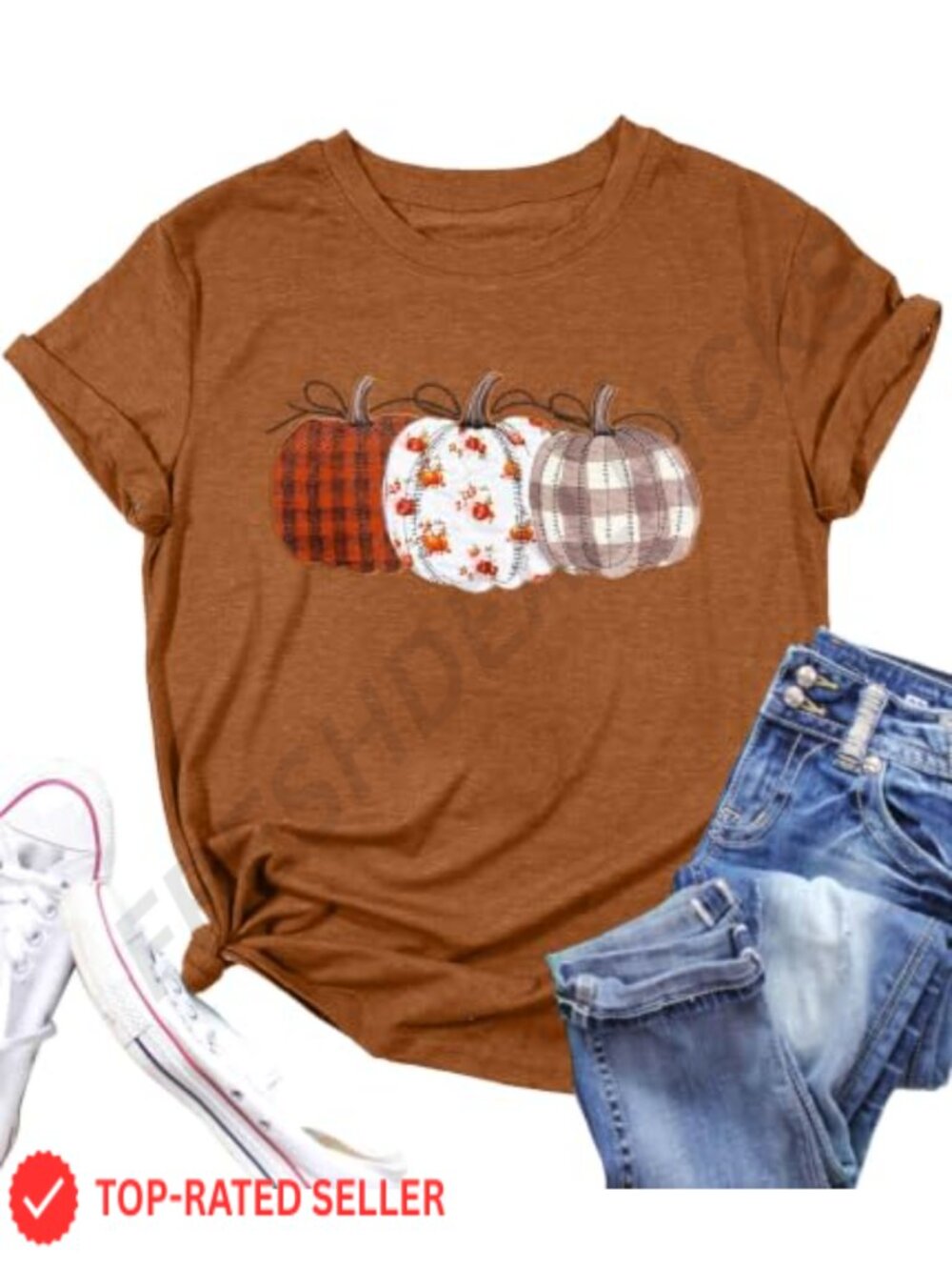 Pumpkin Graphic T-Shirt Crew Neck Short Sleeve Fall Thanksgiving Tee